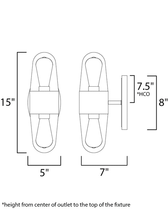 Maxim Lido 2-Light Outdoor Wall Sconce Model: 30012CDAPBK