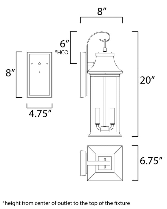 Maxim Vicksburg 2-Light Medium Outdoor Wall Sconce Model: 30023CLBK