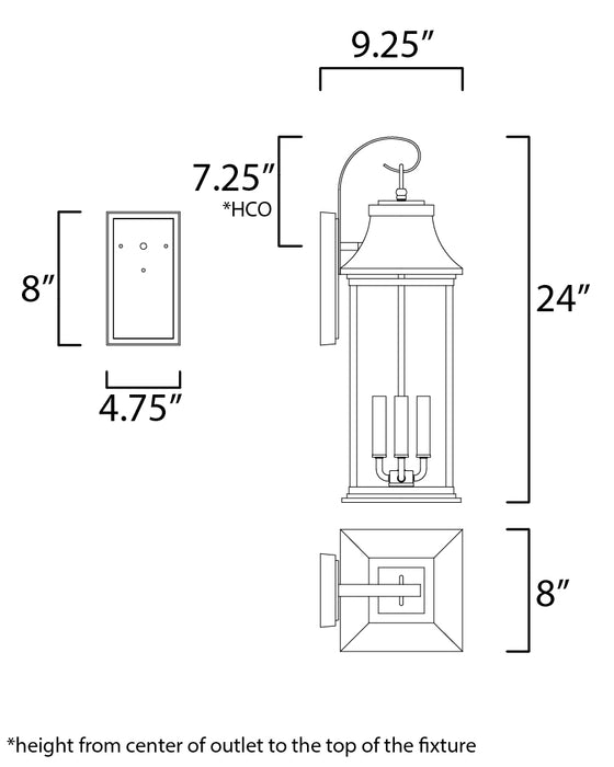 Maxim Vicksburg 3-Light Large Outdoor Wall Sconce Model: 30024CLBK