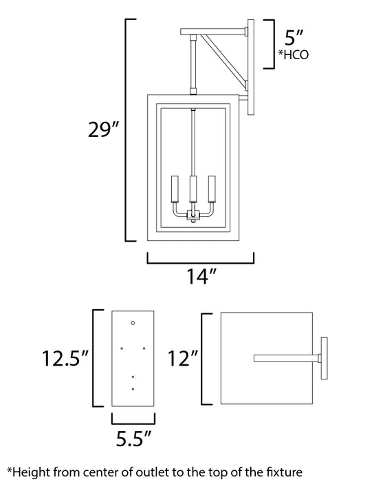 Maxim Neoclass 4-Light Outdoor Wall Sconce Model: 30056CLBKGLD