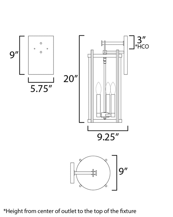 Maxim Belfry 3-Light Wall Sconce Model: 30065CLBK