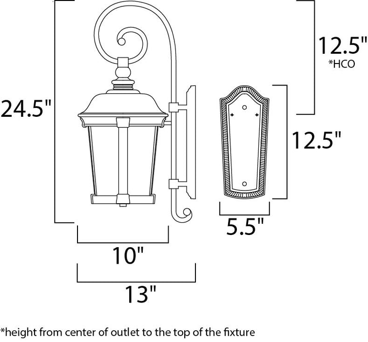 Maxim Dover Cast 3-Light Outdoor Wall Lantern Model: 3024CDBZ