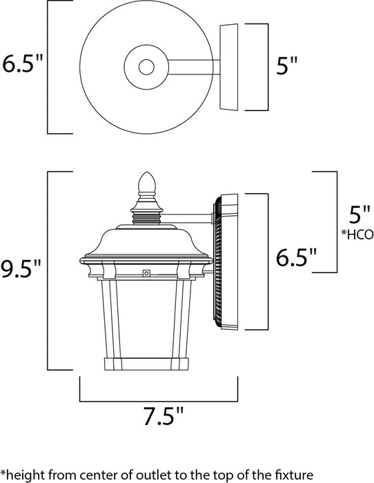 Maxim Dover Cast 1-Light Outdoor Wall Lantern Model: 3026CDBZ