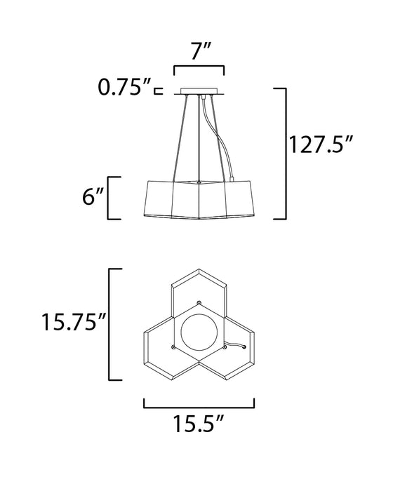 Maxim Honeycomb 3-Light LED Chandelier Model: 30334BKGLD