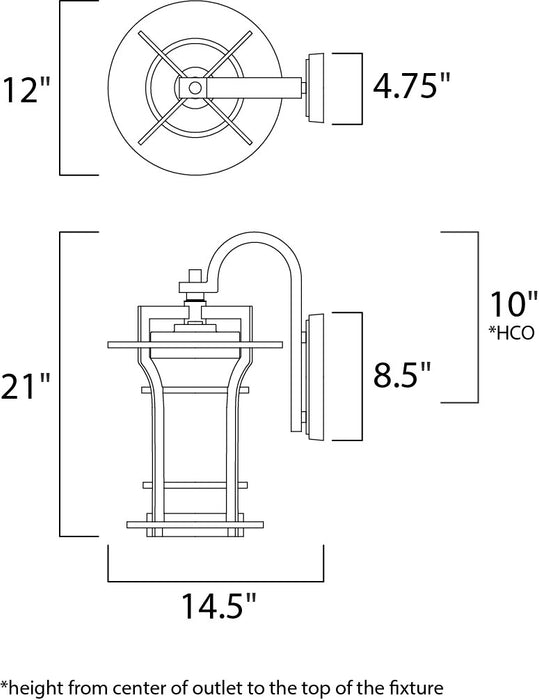 Maxim Oakville 1-Light Outdoor Wall Lantern Model: 30486WGBO