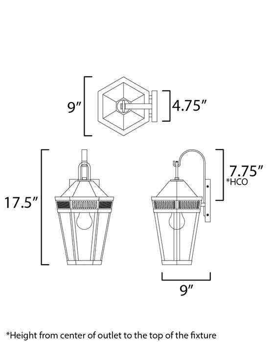 Maxim Oxford Outdoor 1-Light Wall Sconce Large Model: 30592CLBK