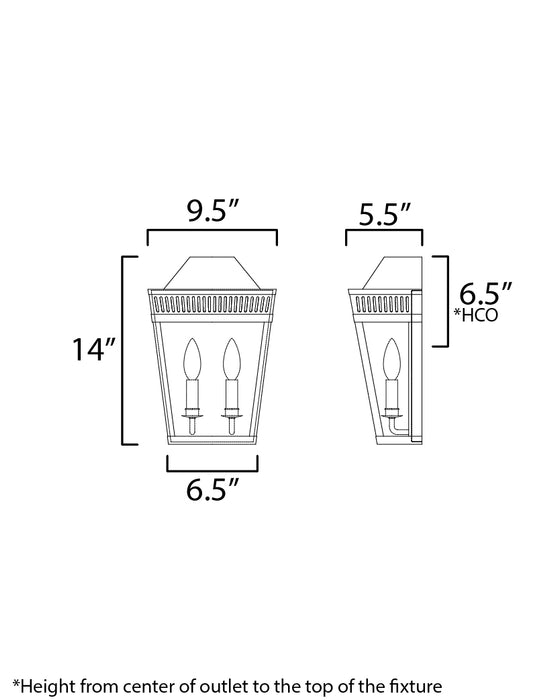 Maxim Oxford Outdoor 2-Light Wall Sconce Model: 30593CLBK