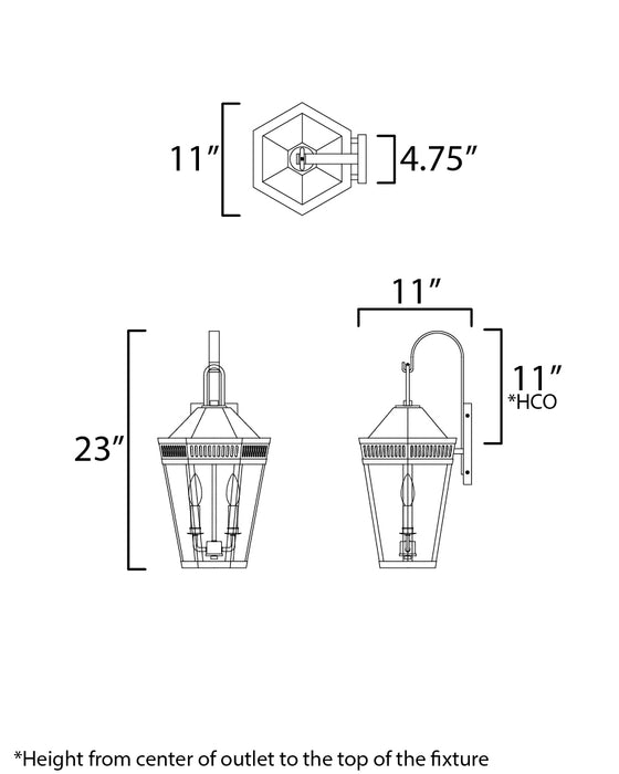 Maxim Oxford Outdoor 2-Light Wall Sconce Model: 30594CLBK