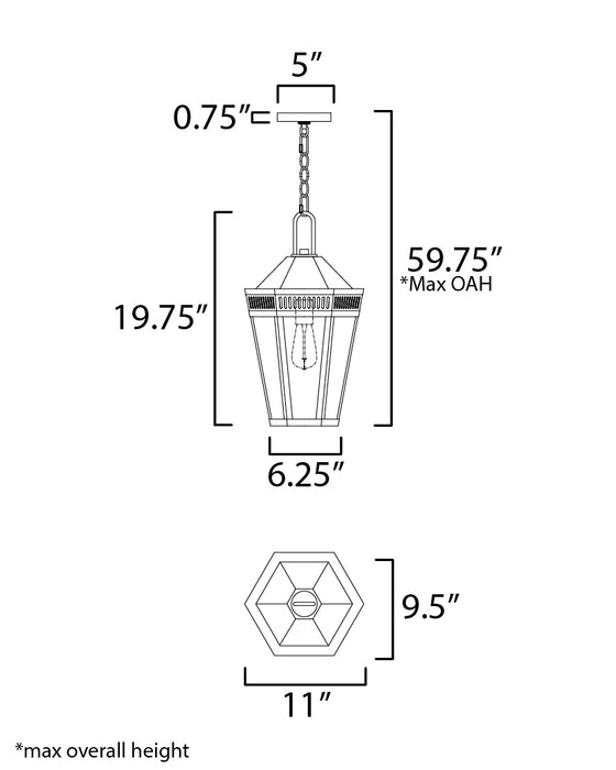 Maxim Oxford Outdoor 1-Light Pendant Model: 30596CLBK