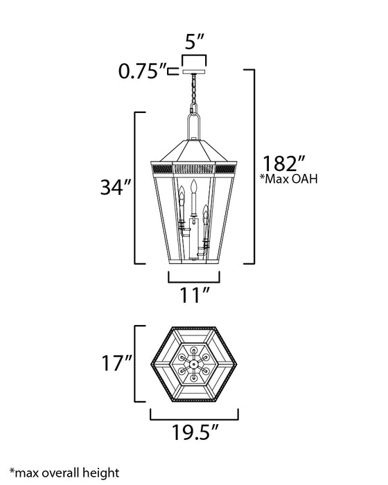 Maxim Oxford Outdoor 6-Light Pendant Model: 30598CLBK