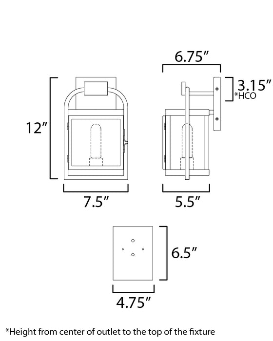 Maxim Bonham Small Outdoor Wall Sconce Model: 30801CLBK