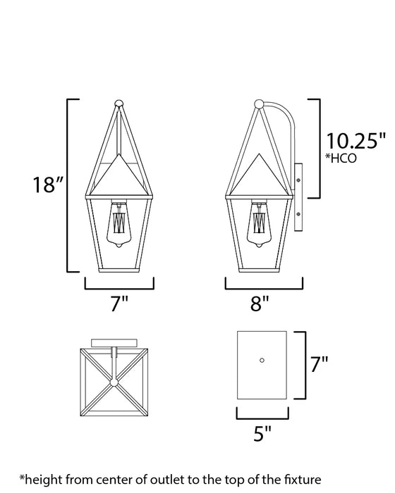 Maxim Bavaria 1-Light Small Outdoor Wall Sconce Model: 3162CLBK