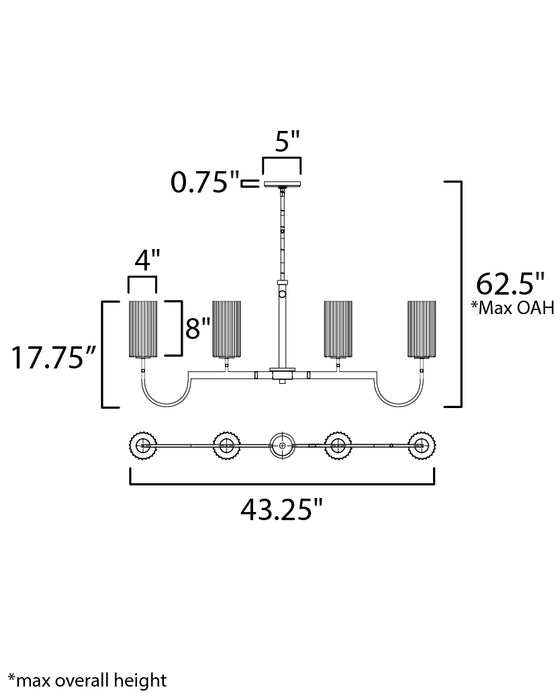 Maxim Town & Country 4-Light Linear Chandelier Model: 32004SWBK