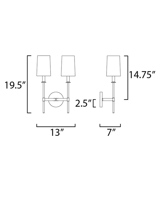 Maxim Uptown 2-Light Wall Sconce Model: 32392OFSBRPN