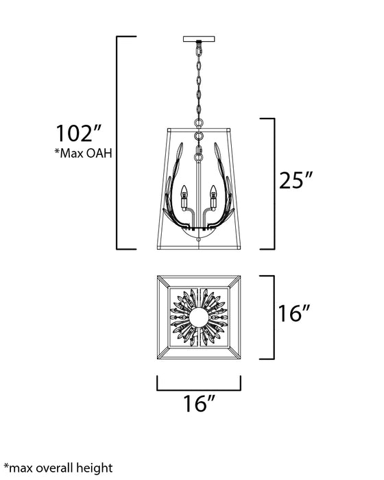 Maxim Bouquet 4-Light Pendant Model: 32404BCPNGL