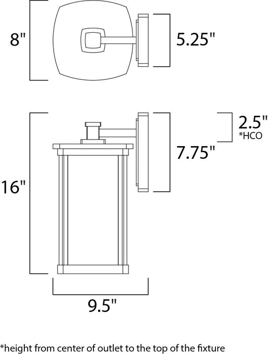 Maxim Terrace 1-Light Large Outdoor Wall Lantern Model: 3254FSBZ