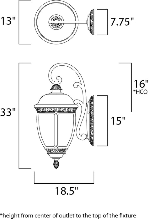 Maxim Knob Hill Cast 3-Light Outdoor Wall Lantern Model: 3466CDSE