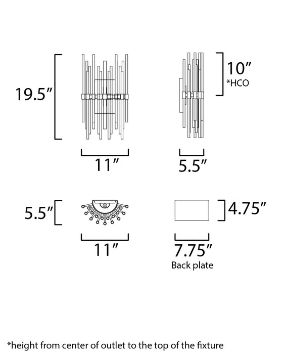 Maxim Divine 2-Light Wall Sconce Model: 38409CLHR