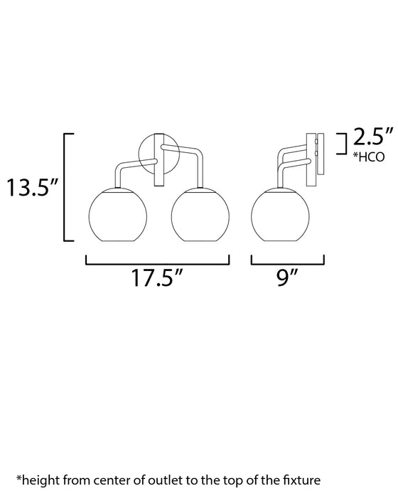 Maxim Branch 2-Light Wall Sconce Model: 38412CLNAB