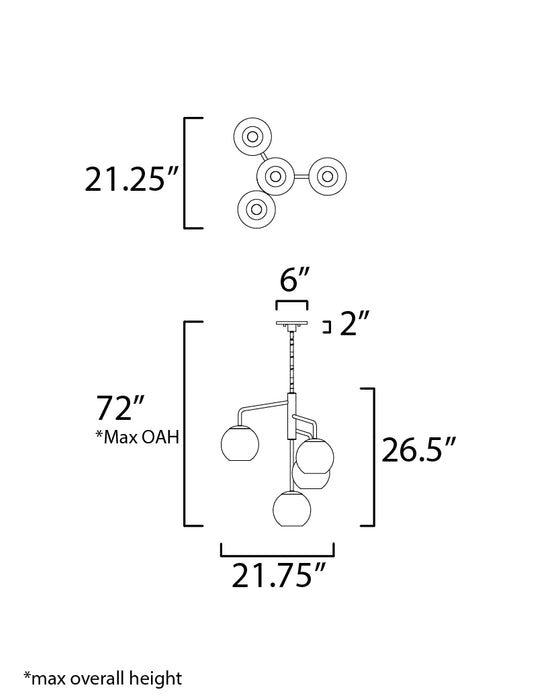 Maxim Branch 4-Light Pendant Model: 38414CLNAB