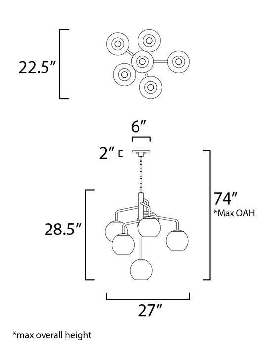 Maxim Branch 6-Light Pendant Model: 38416CLNAB