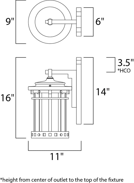 Maxim Santa Barbara VX 3-Light Outdoor Wall Lantern Model: 40034CDSE