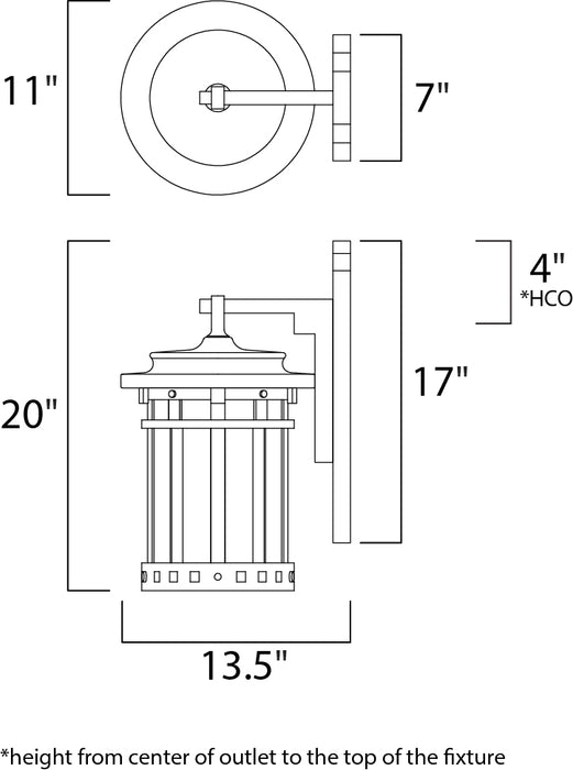 Maxim Santa Barbara VX 3-Light Outdoor Wall Lantern Model: 40035CDSE