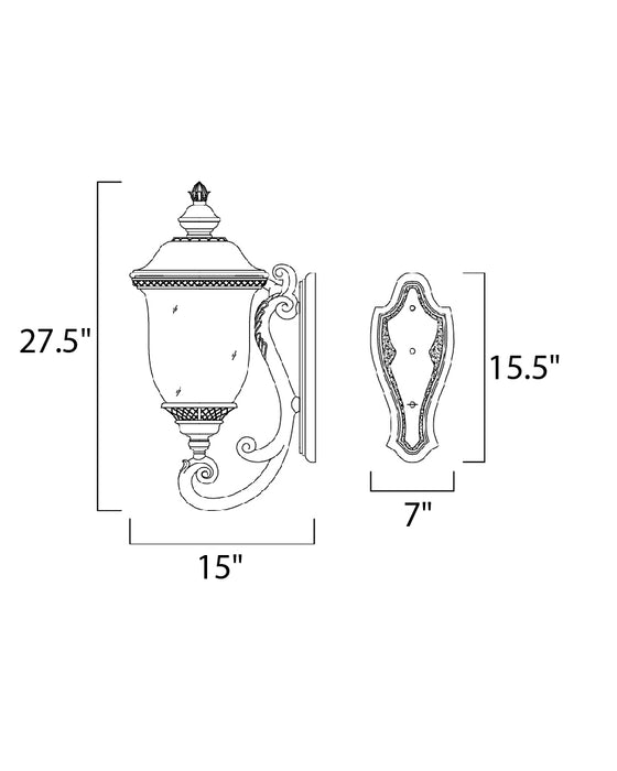 Maxim Carriage House VX 3-Light Outdoor Wall Lantern Model: 40424WGOB