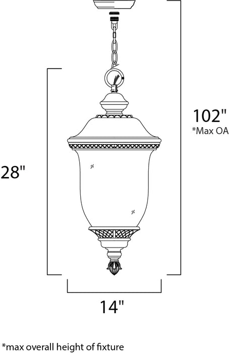 Maxim Carriage House VX 3-Light Outdoor Hanging Lan Model: 40428WGOB