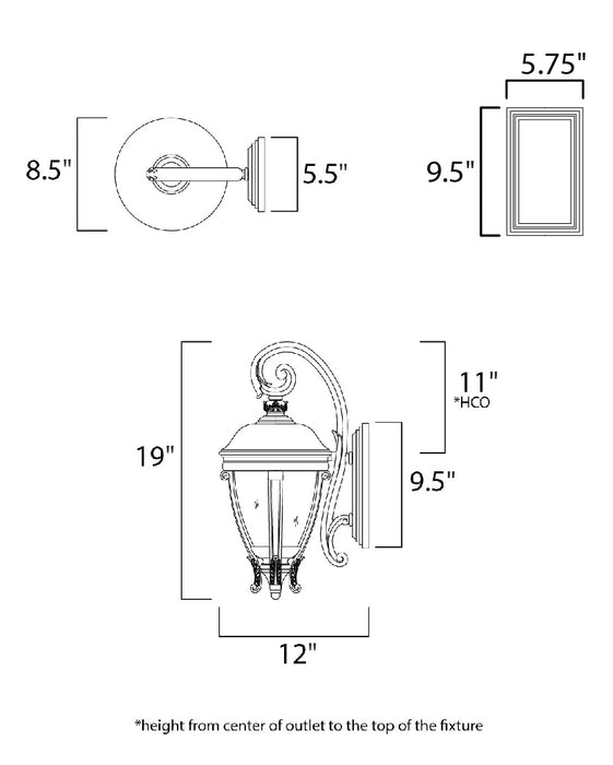 Maxim Camden VX 2-Light Outdoor Wall Lantern Model: 41424WGBK