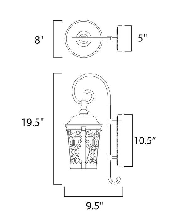 Maxim Whisper Dark Sky LED 1-Light Outdoor Wall Lantern Model: 55393BZ