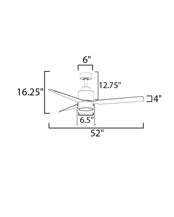 Maxim Falcon Pull Chain 52 In/Outdoor Fan w LED Light Model: 88707MW