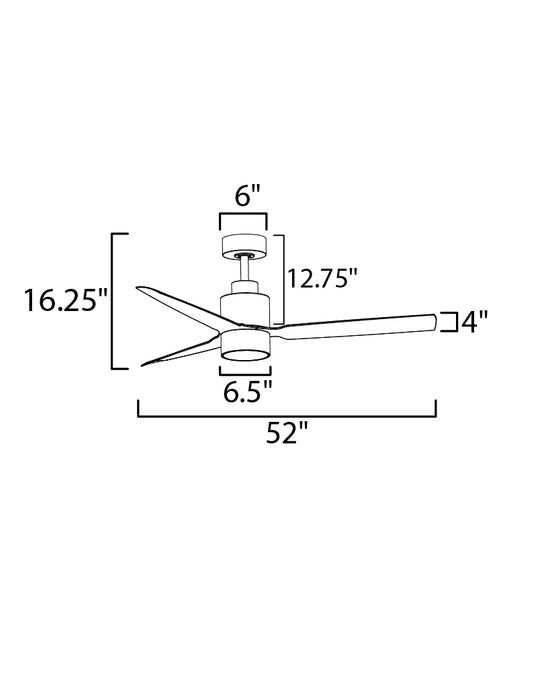 Maxim Falcon AC Damp 52 In/Out Fan w LED Light Kit Model: 88708BK