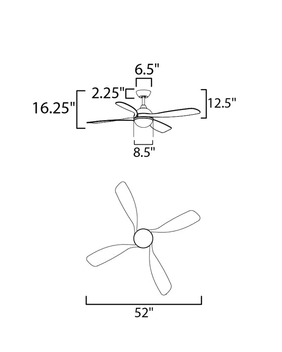 Maxim Bola 52 Indoor Fan w LED Light Kit Model: 88811SN