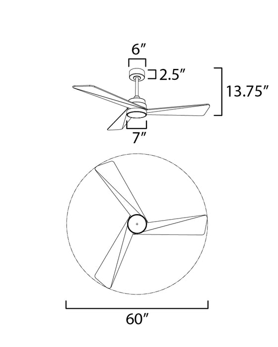 Maxim Vortex 60 Indoor Fan with LED Light Kit Model: 88839WTNAB