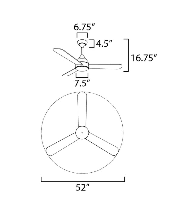 Maxim Serene 52 3-Blade Fan With LED Light Kit Model: 88841WT