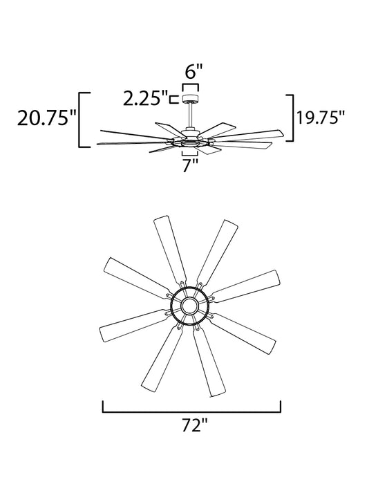 Maxim Helm 72 Indoor Fan w LED Light Kit Model: 88878BKNAB