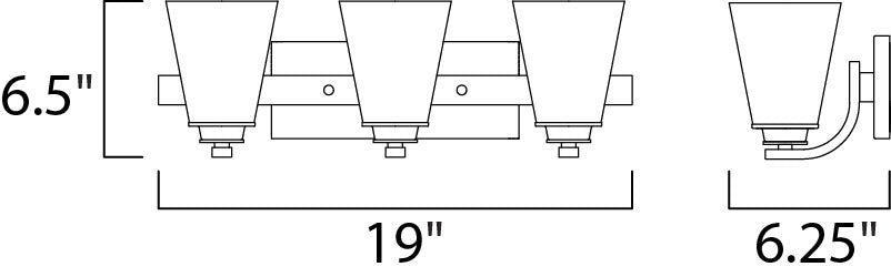 Maxim Conical 3-Light Bath Vanity Model: 9013SWSN