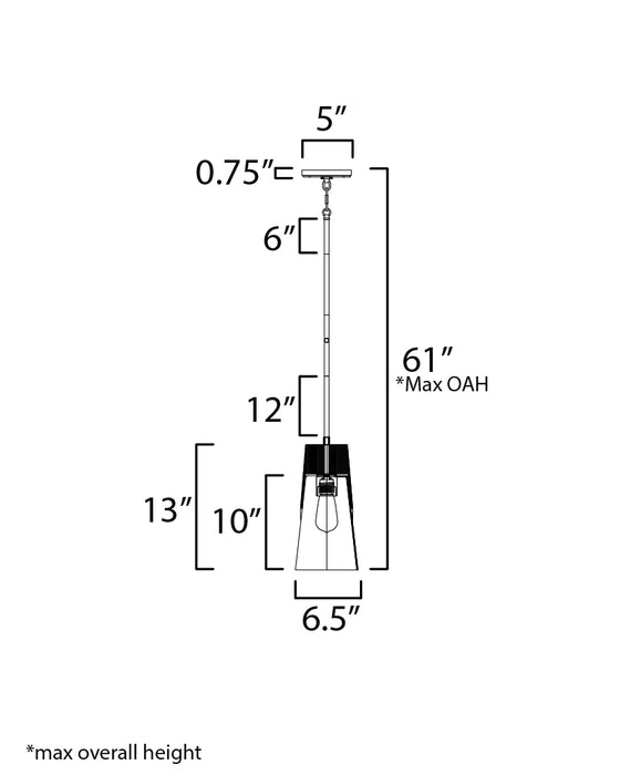 Maxim Carpenter 6.5 Mini Pendant Model: 91620CLWNBK