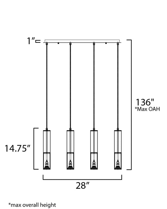 ET2 Torch LED 4-Light Linear Pendant Model: E11004-24PC