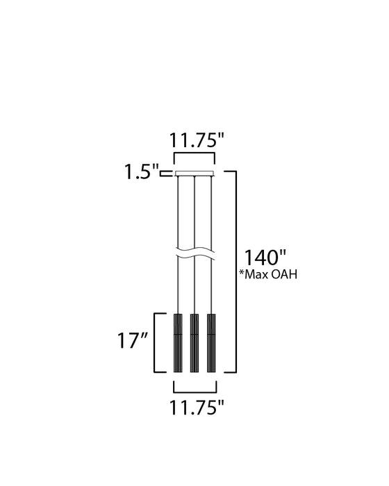 ET2 Reeds 3-Light LED Pendant Model: E11013-144BK