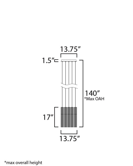 ET2 Reeds 5-Light LED Pendant Model: E11015-144GLD