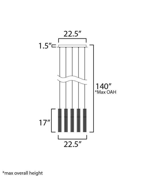 ET2 Reeds 12-Light LED Pendant Model: E11019-144BK