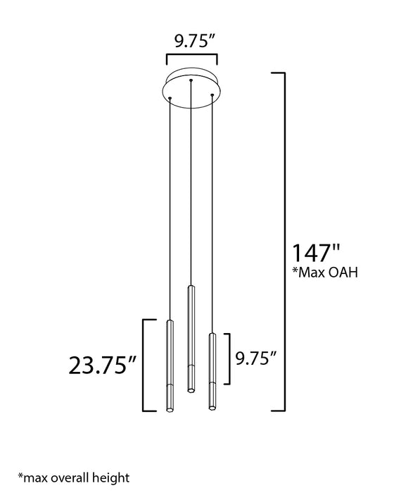 ET2 Diaphane LED 3-Light Pendant Model: E11023-95GLD