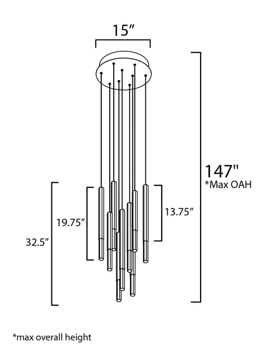 ET2 Diaphane LED 9-Light Pendant Model: E11029-95BK