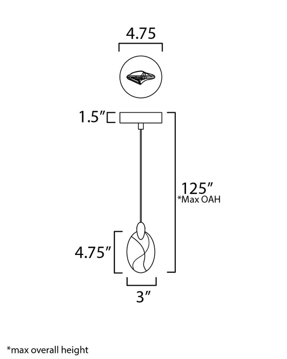 ET2 Pebble 1-Light LED Pendant Model: E11071-122BKPG