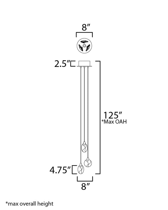 ET2 Pebble 3-Light LED Pendant Model: E11073-122BKPG