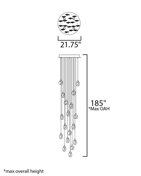 ET2 Pebble 18-Light LED Pendant Model: E11079-122BKPG