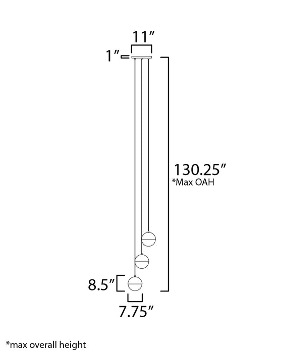 ET2 Half Moon 3-Light LED Pendant Model: E20364-92BK