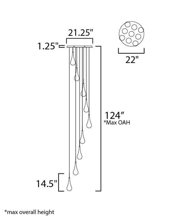 ET2 Larmes 9-Light LED Pendant Model: E20515-18PC